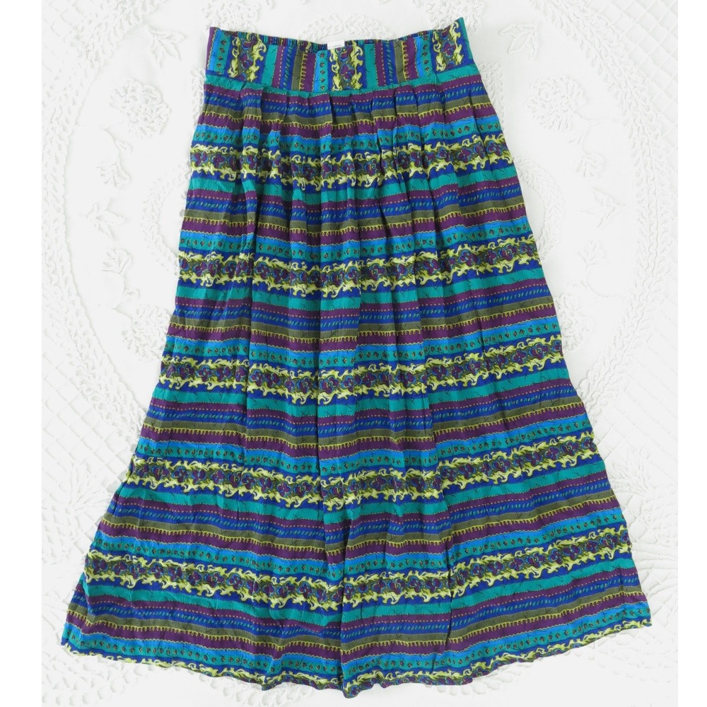 Vintage 90s Lee David Collection Large Rayon Maxi Skirt Floral Stripe Large NWT